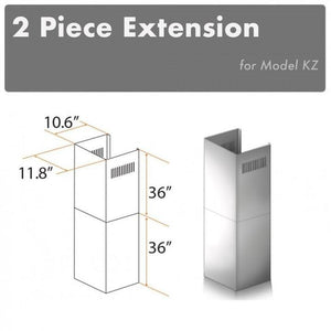 ZLINE 2-36 in. Chimney Extensions for 10 ft. to 12 ft. Ceilings (2PCEXT-KZ)