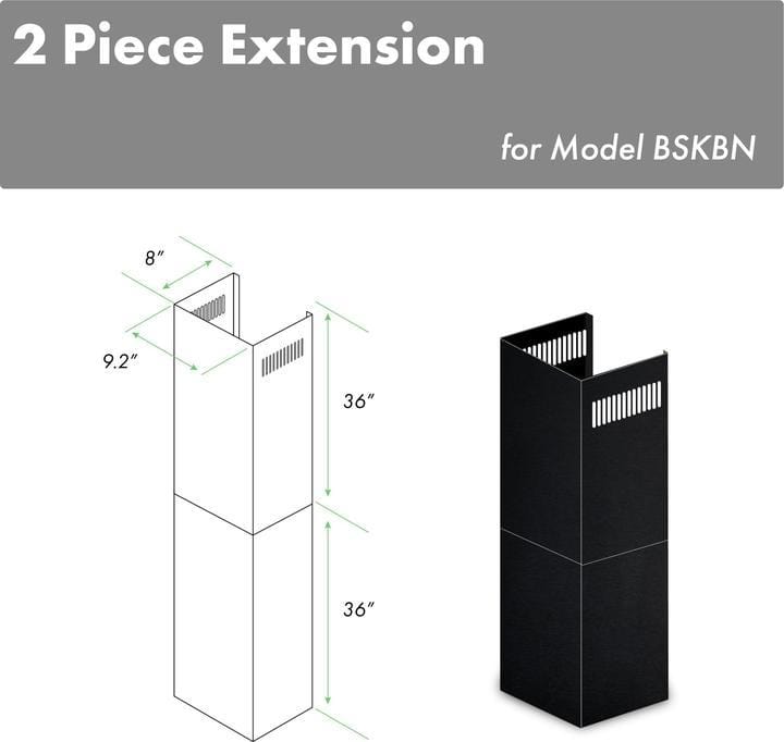 ZLINE 2-36 in. Chimney Extensions for 10 ft. to 12 ft. Ceilings in Black Stainless (2PCEXT-BSKBN)