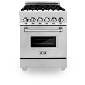 ZLINE 24" 2.8 cu. ft. Dual Fuel Range with Gas Stove and Electric Oven in Stainless Steel (RA24)