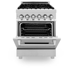 ZLINE 24" 2.8 cu. ft. Dual Fuel Range with Gas Stove and Electric Oven in Stainless Steel (RA24)