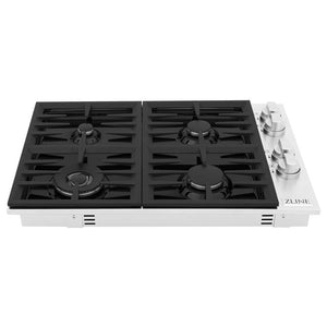 ZLINE 30" Dropin Cooktop with 4 Gas Burners and Black Porcelain