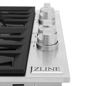 ZLINE 30" Dropin Cooktop with 4 Gas Burners and Black Porcelain