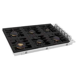 ZLINE 36" Dropin Cooktop with 6 Gas Burners and Black Porcelain