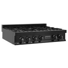 Load image into Gallery viewer, ZLINE 36&quot; Porcelain Rangetop in Black Stainless with 6 Gas Burners