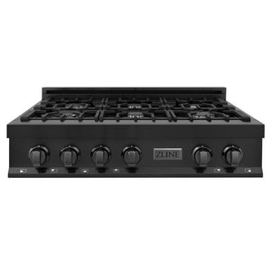 ZLINE 36" Porcelain Rangetop in Black Stainless with 6 Gas Burners