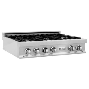 ZLINE 36" Porcelain Gas Stovetop in DuraSnow® Stainless Steel with 6 Gas Burners