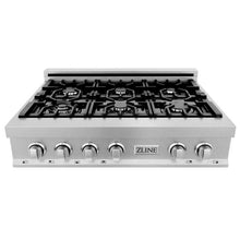 Load image into Gallery viewer, ZLINE 36&quot; Porcelain Gas Stovetop in DuraSnow® Stainless Steel with 6 Gas Burners