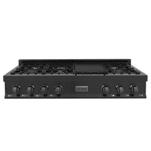 Load image into Gallery viewer, ZLINE 48&quot; Porcelain Rangetop in Black Stainless  with 7 Gas Burners