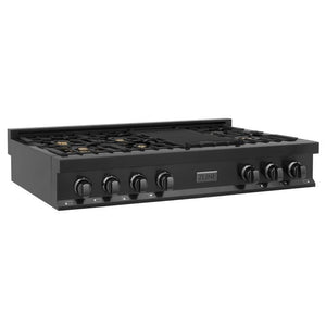 ZLINE 48" Porcelain Rangetop in Black Stainless  with 7 Gas Burners