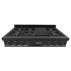 ZLINE 48" Porcelain Rangetop in Black Stainless  with 7 Gas Burners