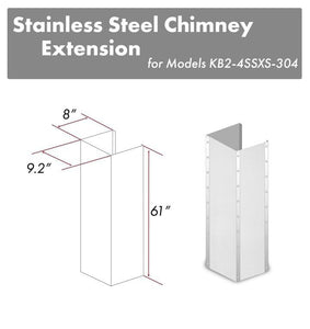 ZLINE 61" DuraSnow® Stainless Steel Extended Chimney and Crown (KB2-4SSXS-36-304-E)