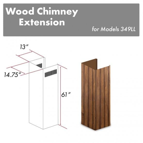 ZLINE 61 in. Wooden Chimney Extension for Ceilings up to 12.5 ft. (349LL-E)