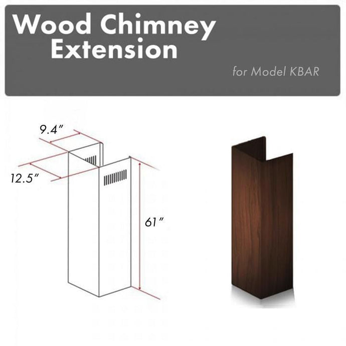 ZLINE 61 in. Wooden Chimney Extension for Ceilings up to 12.5 ft. (KBAR-E)