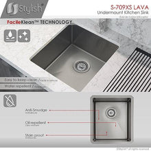 Load image into Gallery viewer, 16 inch Graphite Single Bowl Undermount Stainless Steel Bar Sink, by Stylish S-709XS Lava