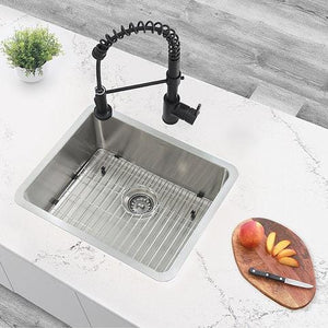 19 in Dual Mount Single Bowl Kitchen Sink, 18 Gauge Stainless Steel with Standard Strainer, by Stylish S-408TG Palma