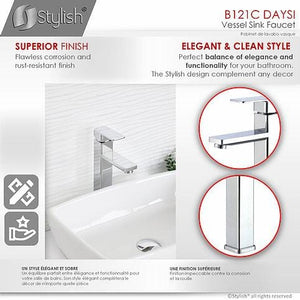 Daysi Bathroom Faucet Single Handle Brushed Nickel Finish by Stylish B-121B