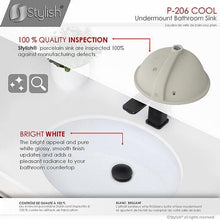 Load image into Gallery viewer, STYLISH 19 inch Oval Undermount Ceramic Bathroom Sink with 2 Overflow Finishes-P-206
