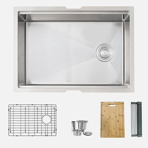 27 inch Workstation Single Bowl Undermount 16 Gauge Stainless Steel Kitchen Sink with Built in Accessories, by Stylish S-627W Versa27