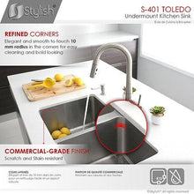 Load image into Gallery viewer, 31 in Undermount Double Bowl Kitchen Sink, 18 Gauge Stainless Steel with Standard Strainers, by Stylish S-401 Toledo