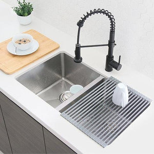 20 inch Over The Sink Roll-up Dish Drying Rack, Black by Stylish A-900BK