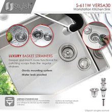 Load image into Gallery viewer, 30 inch Workstation Single Bowl Undermount 16 Gauge Stainless Steel Kitchen Sink with Built in Accessories, by Stylish S-611W Versa30