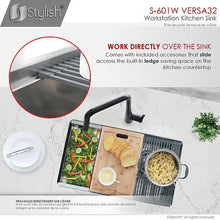 Load image into Gallery viewer, 32 inch Workstation Double Bowl Undermount 16 Gauge Stainless Steel Kitchen Sink with Built in Accessories, by Stylish S-601W Versa32