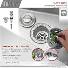 Load image into Gallery viewer, 32 in Single Bowl Kitchen Sink, 16 Gauge Stainless Steel with Grid and Basket Strainer, by Stylish® S-323XG Ruby