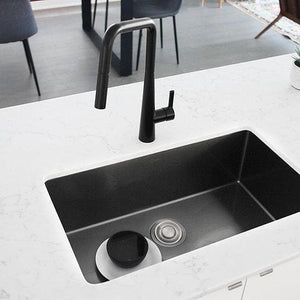 30 inch Graphite Black Single Bowl Undermount Stainless Steel Kitchen Sink with Grid and Basket Strainer, by Stylish S-711XN Agate