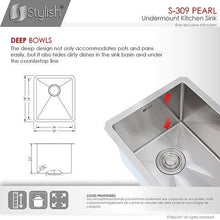 Load image into Gallery viewer, 16 in Single Bowl Bar Sink, 16 Gauge Stainless Steel with Grid and Basket Strainer, by Stylish S-309XG Pearl