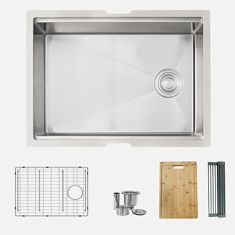 25 inch Workstation Single Bowl Undermount 16 Gauge Stainless Steel Kitchen Sink with Built in Accessories, by Stylish S-612W Versa25