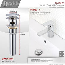 Load image into Gallery viewer, Bathroom Sink Pop-Up Drain with Overflow Brushed Nickel Finish by Stylish D-701B