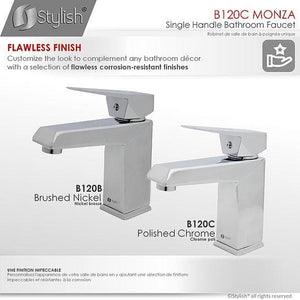 Monza Bathroom Faucet Single Handle Chrome Polished Finish by Stylish B-120C