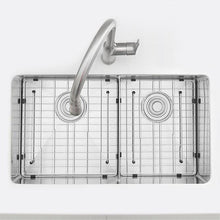 Load image into Gallery viewer, Roomy 32 in Double Bowl Kitchen Sink, 16 Gauge Stainless Steel with Grids and Basket Strainers, by Stylish®