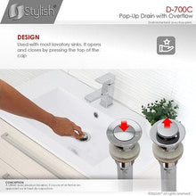 Load image into Gallery viewer, Bathroom Sink Pop-Up Drain with Overflow Brushed Nickel Finish by Stylish - D-700B