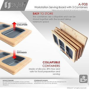 Workstation Serving Board with 3 Containers by Stylish A-908