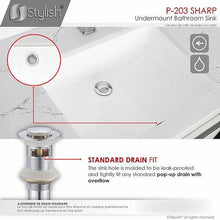 Load image into Gallery viewer, STYLISH 21 inch Rectangular Undermount Ceramic Bathroom Sink with 2 Overflow Finishes