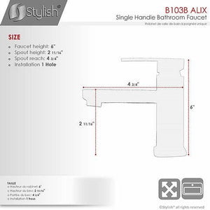 Alix Bathroom Faucet Single Handle Matte Black Finish by Stylish B-103N