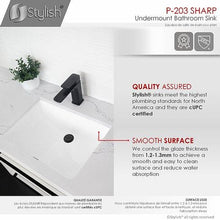 Load image into Gallery viewer, STYLISH 21 inch Rectangular Undermount Ceramic Bathroom Sink with 2 Overflow Finishes