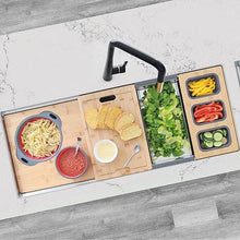 Load image into Gallery viewer, 45 inch Ledge Workstation Single Bowl Undermount 16 Gauge Stainless Steel Kitchen Sink with Built in Accessories, by Stylish S-615W Versa45