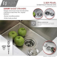 Load image into Gallery viewer, 16 in Single Bowl Bar Sink, 16 Gauge Stainless Steel with Grid and Basket Strainer, by Stylish S-309XG Pearl