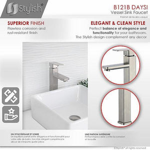 Daysi Bathroom Faucet Single Handle Brushed Nickel Finish by Stylish B-121B