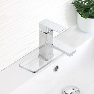 6" Bath Deck Plate Brushed Nickel Finish Square Shape by Stylish A-801B