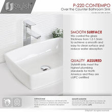 Load image into Gallery viewer, STYLISH 19 inch White Rectangular Ceramic Vessel Bathroom Sink P-220