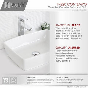 STYLISH 19 inch White Rectangular Ceramic Vessel Bathroom Sink P-220