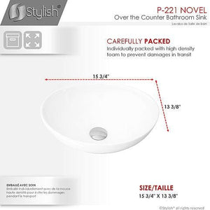 STYLISH 15 inch White Oval Ceramic Vessel Bathroom Sink - P-221