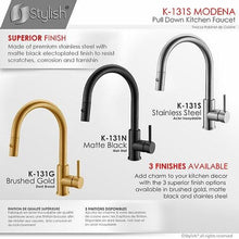 Load image into Gallery viewer, Single Handle Pull Down Kitchen Faucet Stainless Steel Finish by Stylish