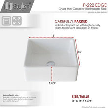 Load image into Gallery viewer, STYLISH 15 inch White Square Ceramic Vessel Bathroom Sink-P-222
