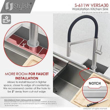 Load image into Gallery viewer, 30 inch Workstation Single Bowl Undermount 16 Gauge Stainless Steel Kitchen Sink with Built in Accessories, by Stylish S-611W Versa30