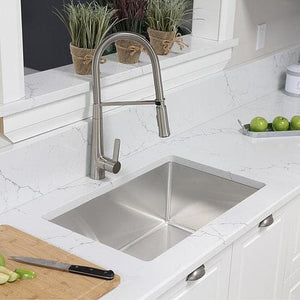 31 in Undermount Single Bowl Kitchen Sink, 18 Gauge Stainless Steel with Grids and Standard Strainers, by Stylish S-402G Valencia