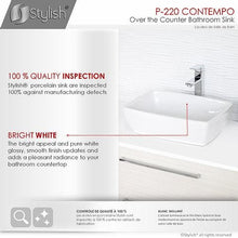 Load image into Gallery viewer, STYLISH 19 inch White Rectangular Ceramic Vessel Bathroom Sink P-220